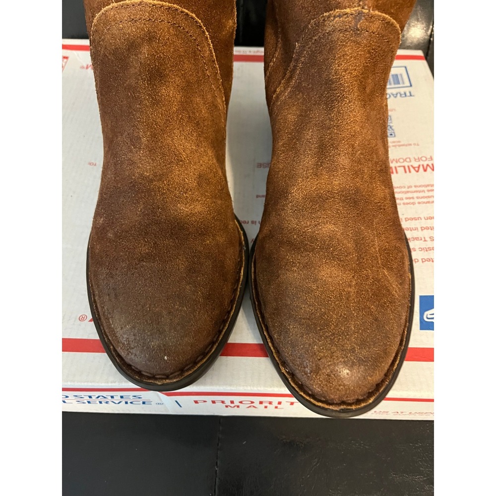 Born Womens Tobacco Brown Suede Mid Calf Side Zip Boots - Picture 3 of 8